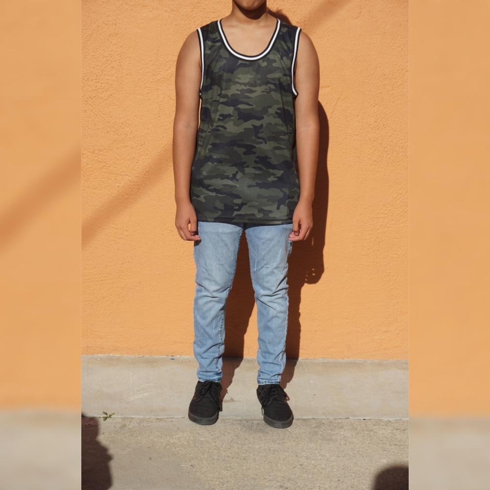 Men's Camouflage Basketball Style Jersey Tank Top